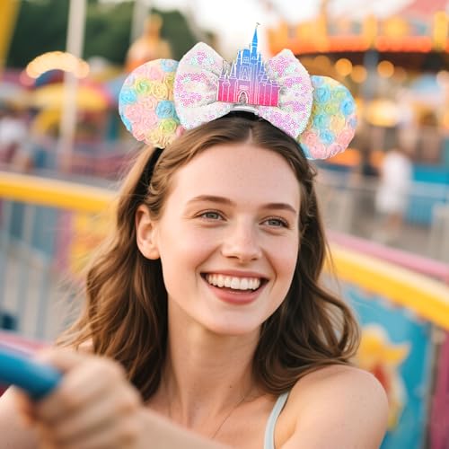 MADO ffloral mouse ear headbands for women girls, princess floral palace mouse ears costume accessories for adults women girls - Image 4