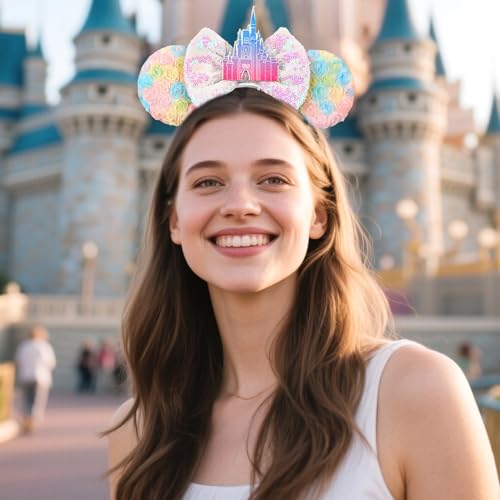 MADO ffloral mouse ear headbands for women girls, princess floral palace mouse ears costume accessories for adults women girls - Image 5