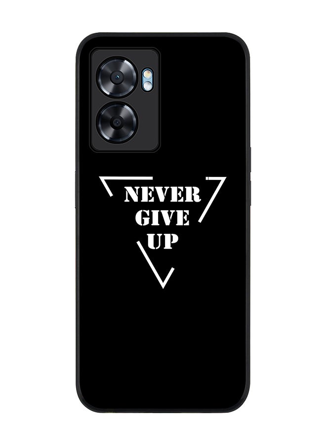 Stylizedd Rugged Black edge case for Oppo A77 5G / Oppo A57 5G, Slim fit Soft Case Flexible Cover - Never give up - Image 1