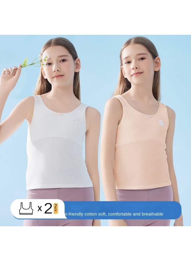 Top melon Pack Value Set】girls' First Stage 9-12 Years Teen Bras, Category A Cotton Soft Camisoles - Image 2