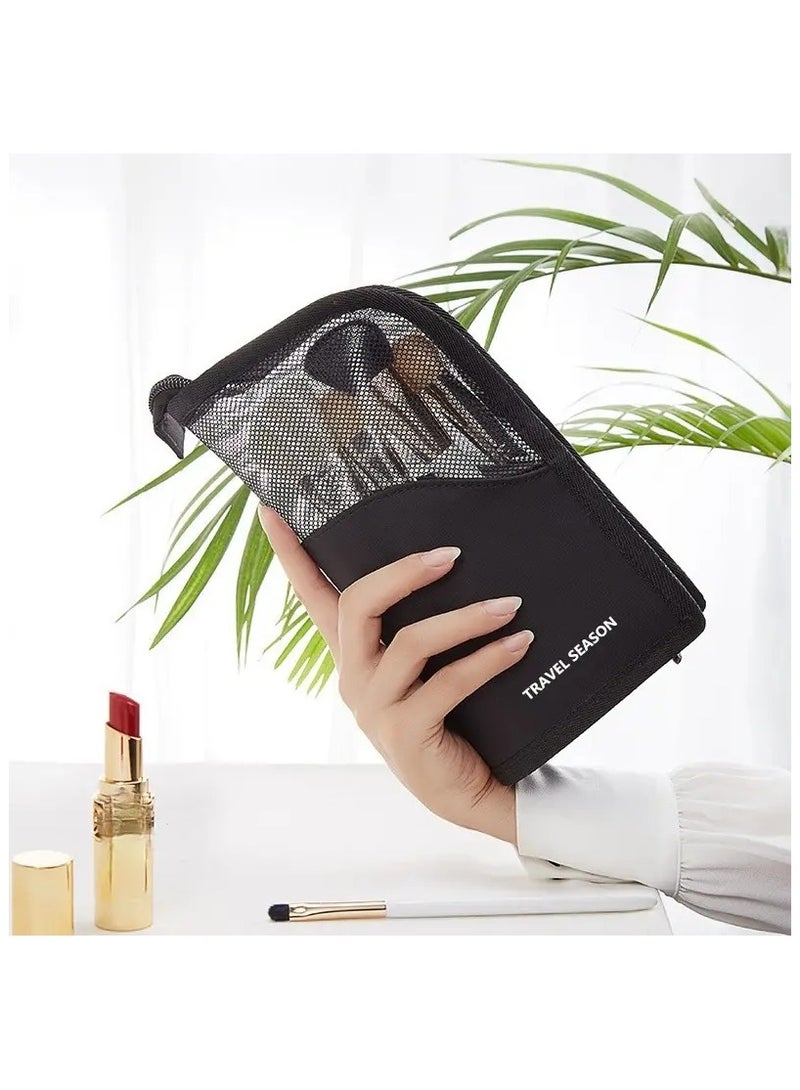 أوريتي حقيبة تنظيم فرش المكياج عالية السعة للنساء، محمولة وسهلة الاستخدام - وردي - Image 3