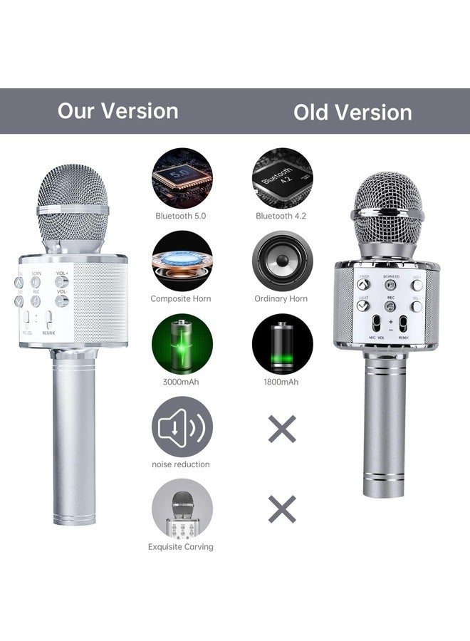 ELTRAZONE 2-Pack Wireless Bluetooth Karaoke Microphones - Portable Handheld Mics with Built-In Speaker (Rose Gold & Silver) - Image 5