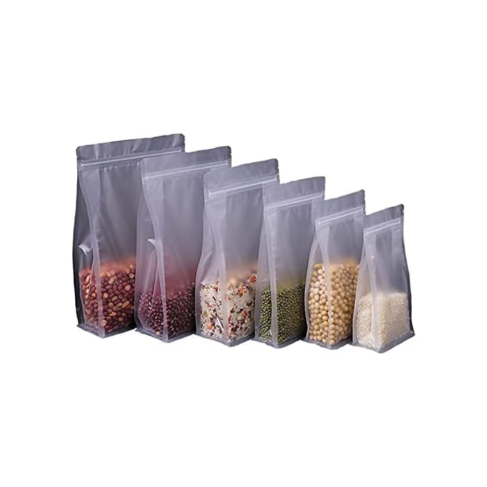 DEERA Transparent Matte Gusset/Flat Bottom Ziplock Stand Up Pouch 100x200mm Pack of 25 - Image 1
