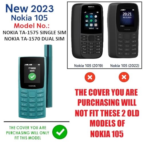 ZAOMA Back Cover Compatible for Nokia 105 2023 Model NO. : TA-1575 SS/TA-1570 DS (Pack of 2 Premium Matte TPU) (Matte) (TA1570_GIZBLK) - Image 5