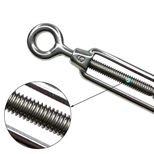 HEVERP 6Pcs M6 304 Stainless Steel Eye and Eye Turnbuckles, Shade Sail Hardware, Heavy Duty Wire Rope Tension, Antirust, O to O Turnbuckle - Image 3
