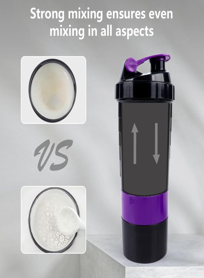XTK Shaker Bottle Protein Shaker Bottles with Storage and Mix Ball, 16OZ Sports Water Bottle with Pill Organizer,Leak Proof Blender Protein Powder Bottle GYM Cups for Workout,BPA free(purple) - Image 4