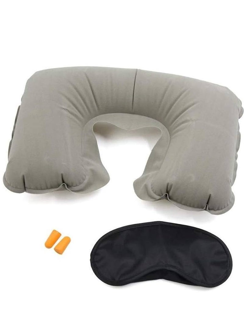 Generic Inflatable Travel Pillow With Earplug And Eye Mask  - Image 1