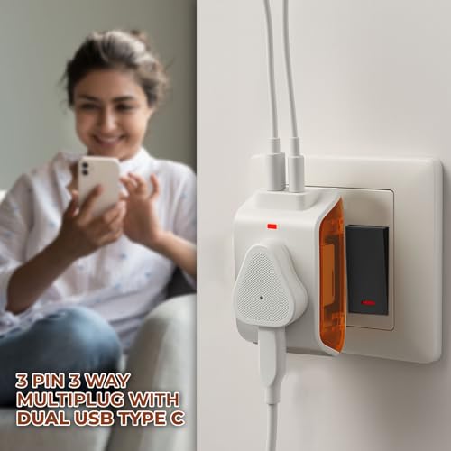 Embox Multi Plug Adapter with USB Ports | Universal 2-Pin Plug Socket | Multi USB Charger Adapter A & Type-C | Compact Fast Charging Power Adapter Plug for Phones, Tablets & Devices - Image 4