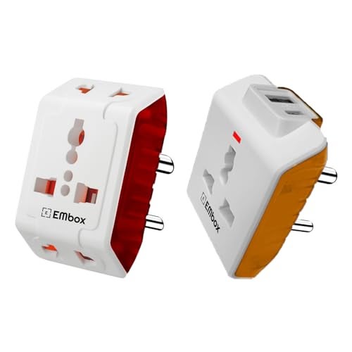 Embox Multi Plug Adapter with USB Ports | Universal 2-Pin Plug Socket | Multi USB Charger Adapter A & Type-C | Compact Fast Charging Power Adapter Plug for Phones, Tablets & Devices - Image 1