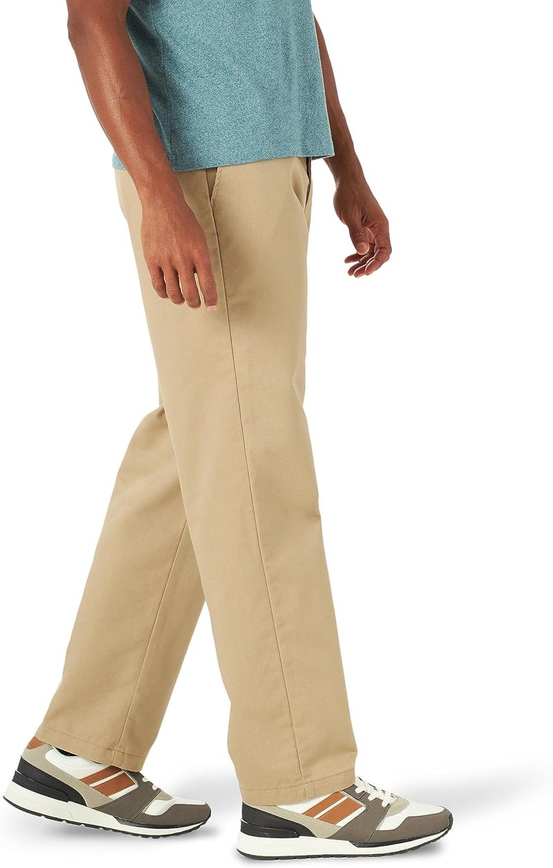 Lee Men's Total Freedom Stretch Relaxed Fit Flat Front Pant Casual - Khaki, 38W / 34L - Image 2