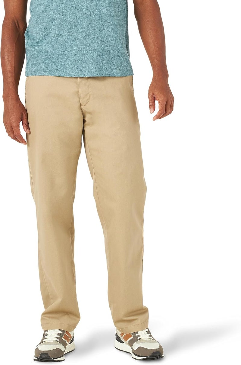 Lee Men's Total Freedom Stretch Relaxed Fit Flat Front Pant Casual - Khaki, 38W / 34L - Image 1