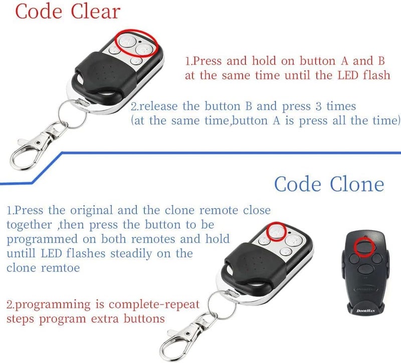 Luckam 433.92Mhz Universal Wireless Copy Remote Control Keychain, RF Transmitter for Clone Car Garage Gate Door Opener, 3pcs with Slide Cover - Image 3