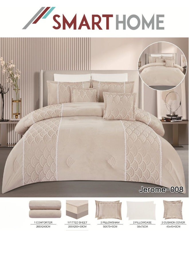 SMART HOME Winter double bed sheet 5 pieces embroidered double-sided system velvet face and fur face, single size 180x240 cm, the sheet fits a bed size 120X200 cm  - Image 1