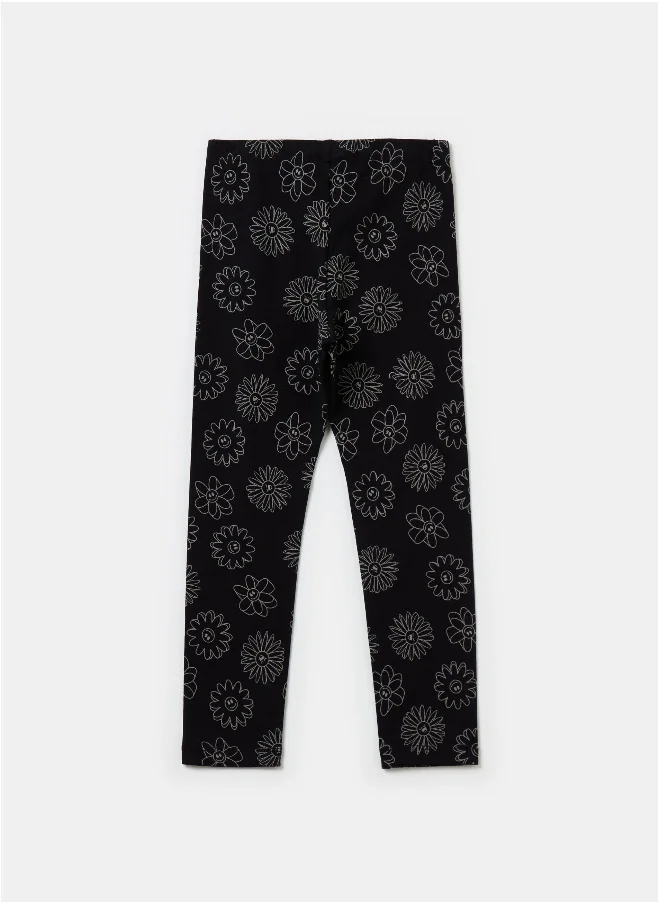 او في اس Printed stretch cotton leggings