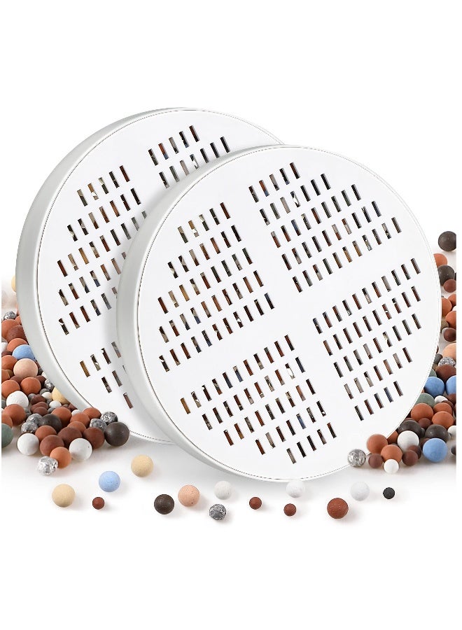 2 Pack Vitamin C + E Shower Head Filter Replacement Cartridge with Various Mineralized Ball Compatible with AquaHomeGroup Filtered Shower Head for Hard Water Remove Chlorine Fluoride Heavy Metal
