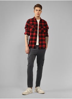 Dennis Lingo Relaxed Fit Red Cotton Shirt Spread Collar  - Image 2