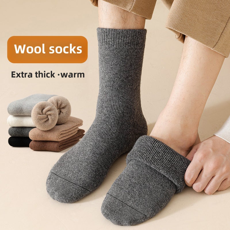 Mens Wool Socks Mid-Calf Thick Warm Cotton Winter Light gray  - Image 4