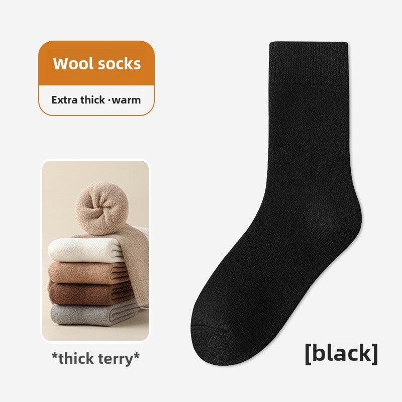 Mens Wool Socks Mid-Calf Thick Warm Cotton Winter Light gray  - Image 3