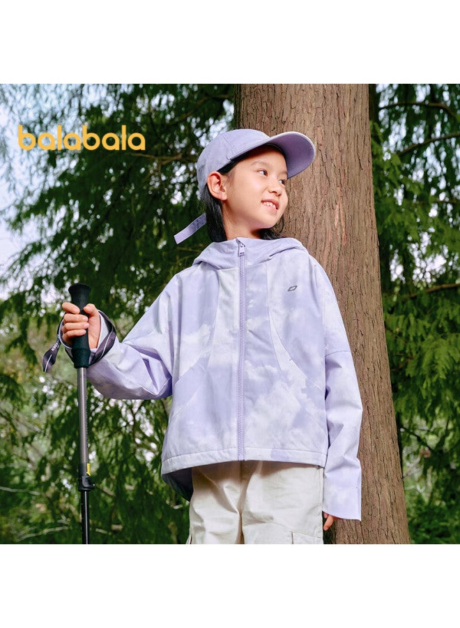 Balabala Girls' Coat Children's Top Spring Clothing Full Printed Waterproof Big Kids Hooded Casual Wear 208125105002 - Image 1