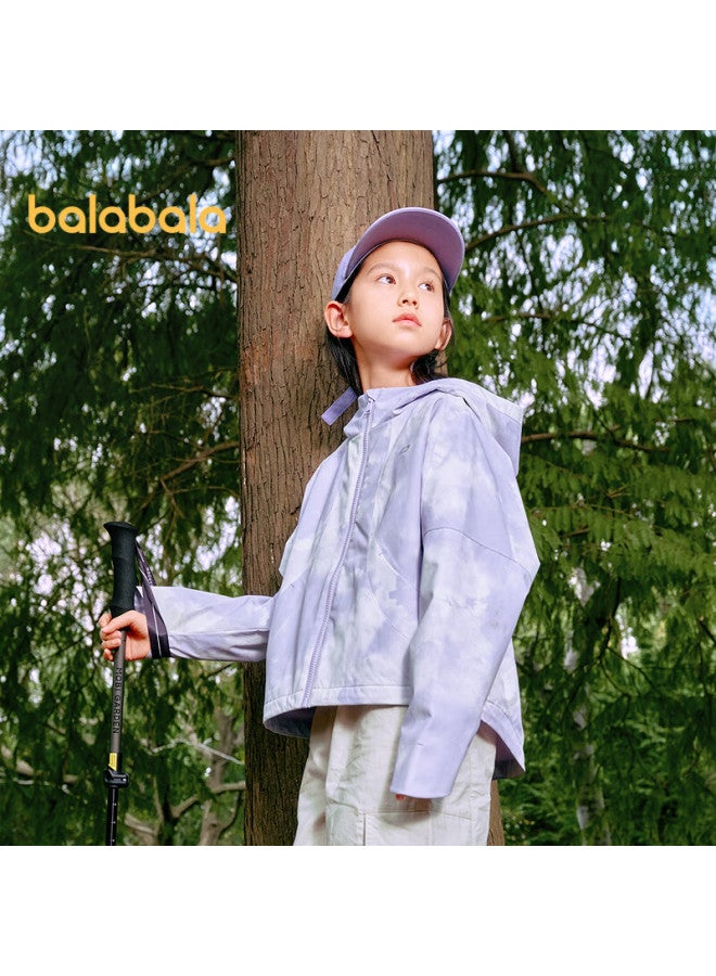 Balabala Girls' Coat Children's Top Spring Clothing Full Printed Waterproof Big Kids Hooded Casual Wear 208125105002 - Image 2