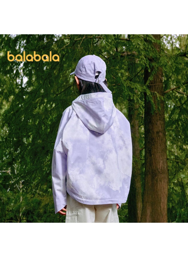 Balabala Girls' Coat Children's Top Spring Clothing Full Printed Waterproof Big Kids Hooded Casual Wear 208125105002 - Image 3