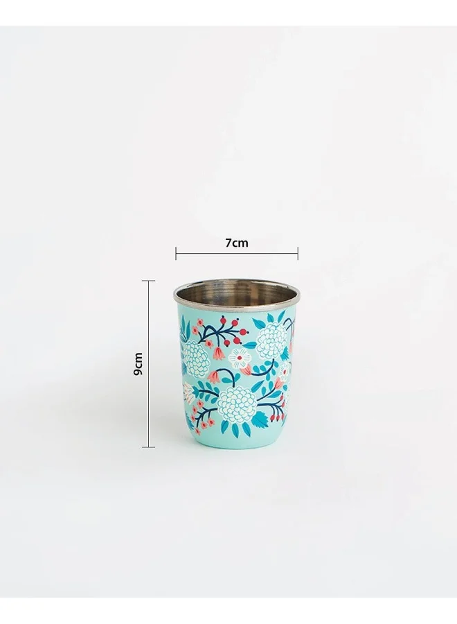 Chumbak Blue Floral Steel Tumbler Small