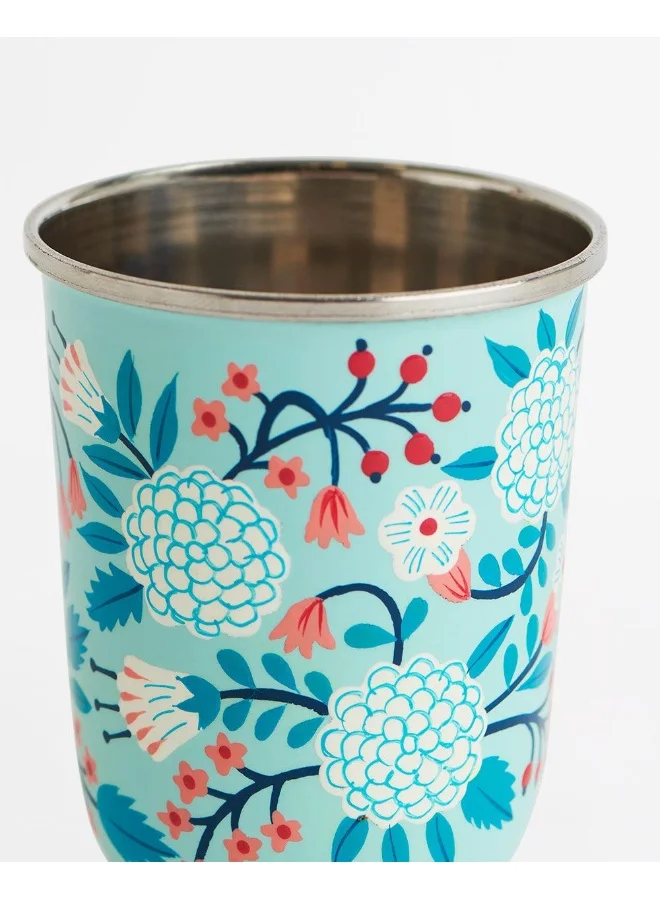 Chumbak Blue Floral Steel Tumbler Small