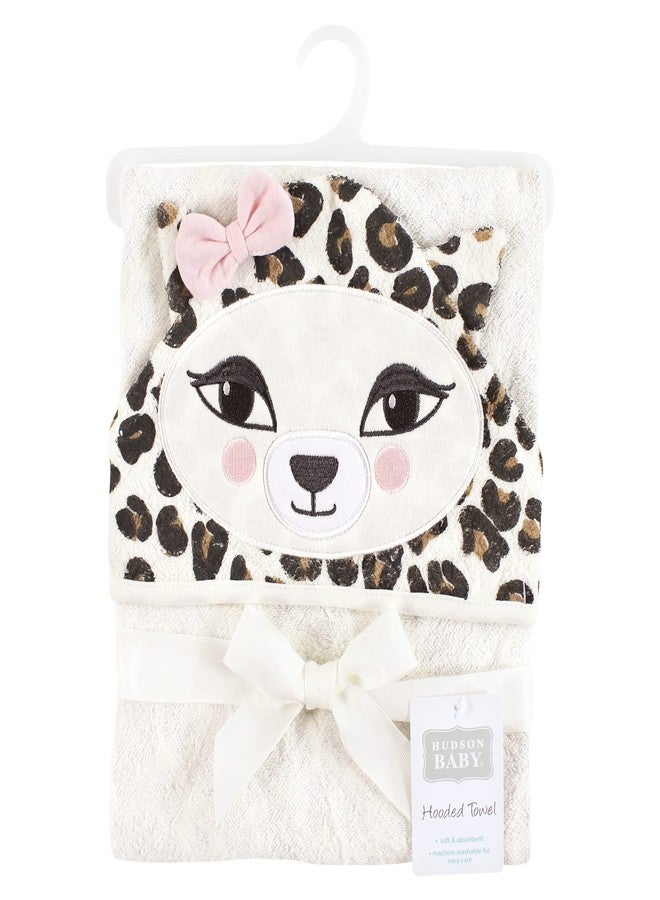 Hudson Baby Unisex Baby Cotton Animal Face Hooded Towel, Leopard, One Size - Image 2