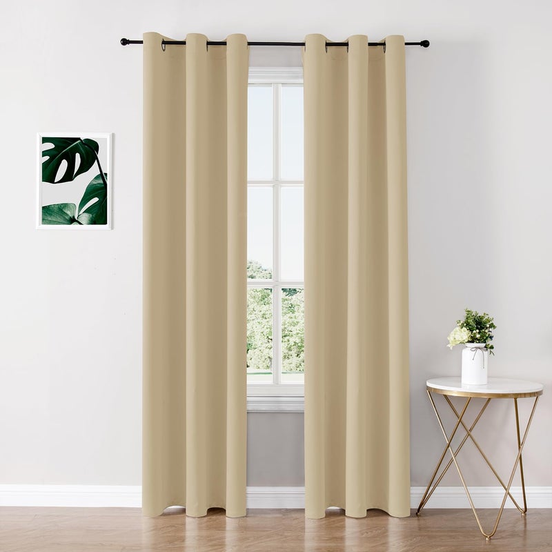 ChrisDowa Blackout Curtains 84 inches Long for Bedroom - 2 Panels Set Grommet Thermal Insulated Room Darkening Curtains for Living Room (Biscotti Beige, 42 x 84 Inch) - Image 1