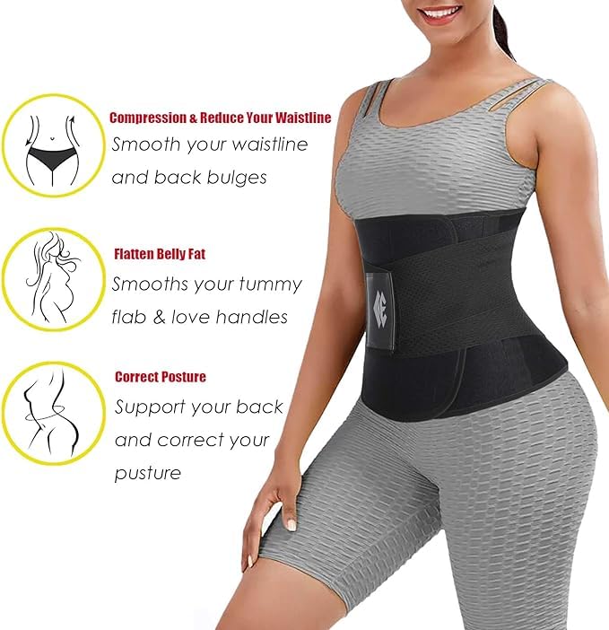 ChongErfei Waist Trainer Belt for Women - Waist Trimmer Ab Belt - Tummy Control Body Shaper (Black,Large) - Image 3