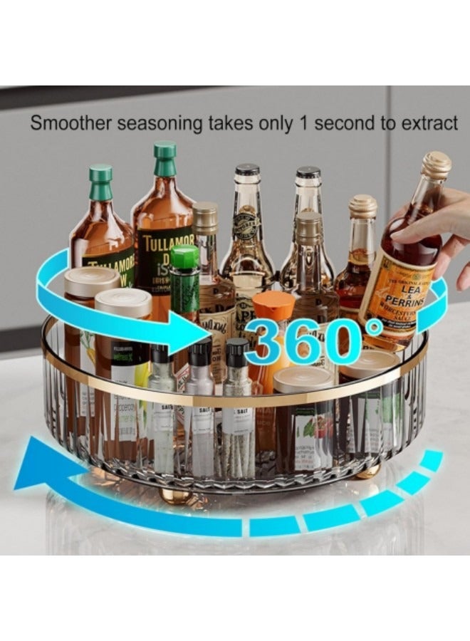 GGEROU Rotating Storage Rack Lazy Susan Organizer Rotating Spice Rack Transparent Turntable Cabinet Organizer Kitchen Storage Cosmetic Makeup Pantry Refrigerator Organizers - Image 2