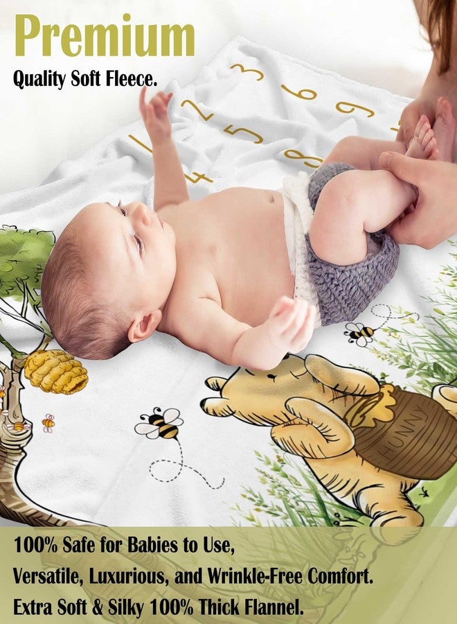 Bttwkco Classic Winnie Monthly Milestone Blanket, Soft Silk Touch Photo Background, Newborn Growth Mat Backdrop - with a Star Marker - Image 2