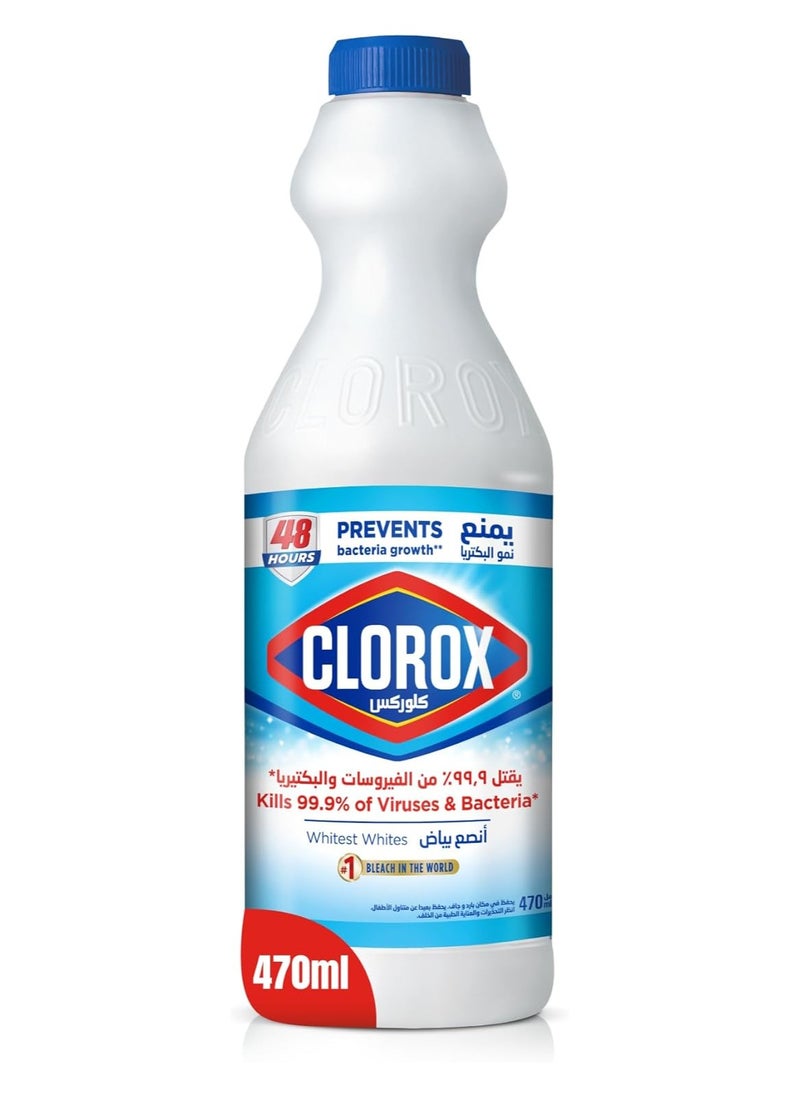 Clorox Liquid Bleach 470ml, Kills 99.9% of Viruses and Bacteria, 48 Hours Prevents Bacteria Growth, Removes Stains - pzsku/ZEC67B5B572C990E55835Z/45/_/1726573012/0cfb947f-8eae-4da6-9e78-da55563e5bdf