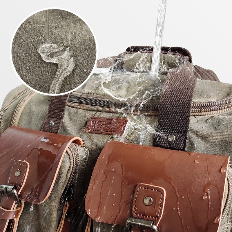 Wildroad Waxed Canvas Duffle Bag - 50L Waterproof Weekender Overnight Travel Bag - Image 3