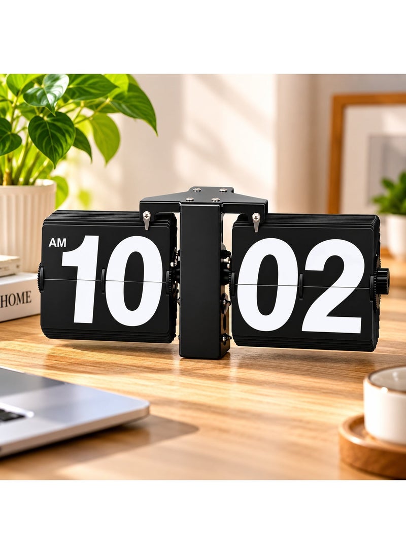ARABIQO Flip Clock with Large Number Display – Vintage Mechanical Digital Desk Clock for Bedroom, Office & Living Room – Retro Table Clock, Silent Operation, Aesthetic Antique Home Décor (Black) - Image 4