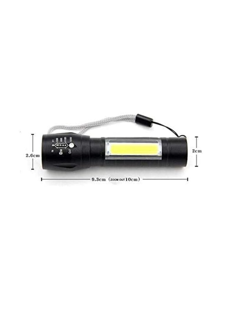 Generic Mini 5X1 Torch Portable USB Rechargeable 100-200 m Flashlight LED & COB Lantern Black 5x4x11.3cm  - Image 2