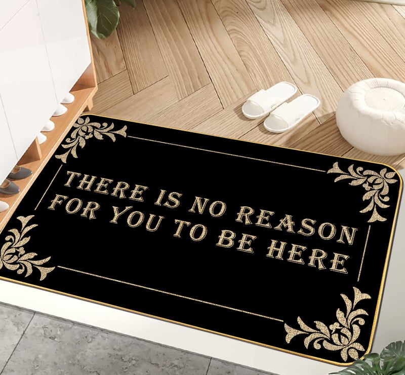 AUSTAB Funny Welcome Mats There is No Reason for You to Be Here Mat for Entrance Indoor and Outdoor Personalized Mats Anti-Slip Novelty Gift Mat 17 x 29 Inch (Black) - Image 1