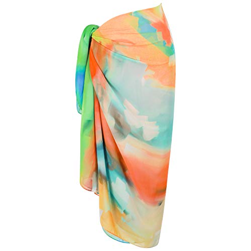 MissShorthair Womens Chiffon Beach Pareos Sarong Sheer Swimsuit Cover Ups Swimwear Bikini Wrap,Multi GreenMulti Green - Image 1
