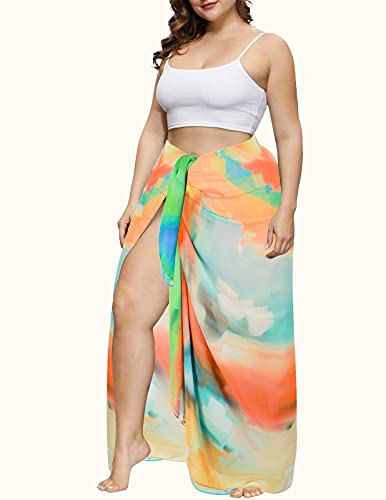 MissShorthair Womens Chiffon Beach Pareos Sarong Sheer Swimsuit Cover Ups Swimwear Bikini Wrap,Multi GreenMulti Green - Image 4
