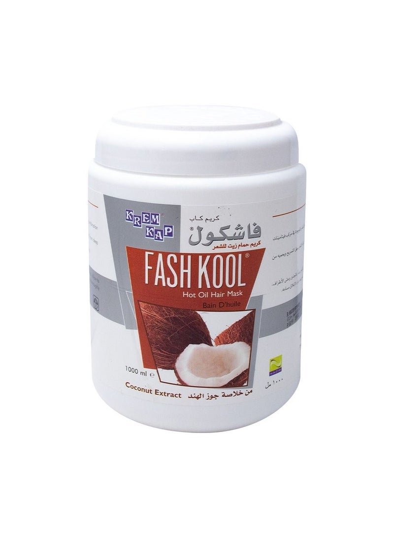 FASH KOOL قناع الشعر بالزيت الساخن وخلاصة جوز الهند 1000 مل - Image 1