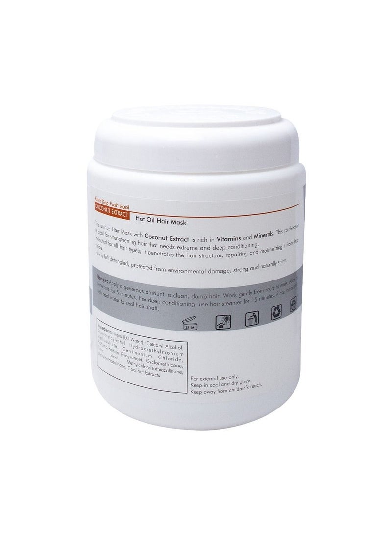 FASH KOOL قناع الشعر بالزيت الساخن وخلاصة جوز الهند 1000 مل - Image 2