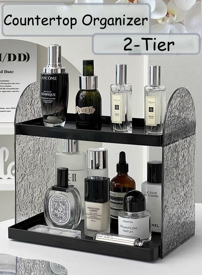 Generic 2-Tier Countertop Organizer Bathroom Organizer Countertop  Portable Cosmetic Storage Cabinet Bathroom Shelf Desktop Makeup Organizer Bathroom Counter Organizer For Bathroom And Bedroom Vanity Countertops Desk Storage - Image 1