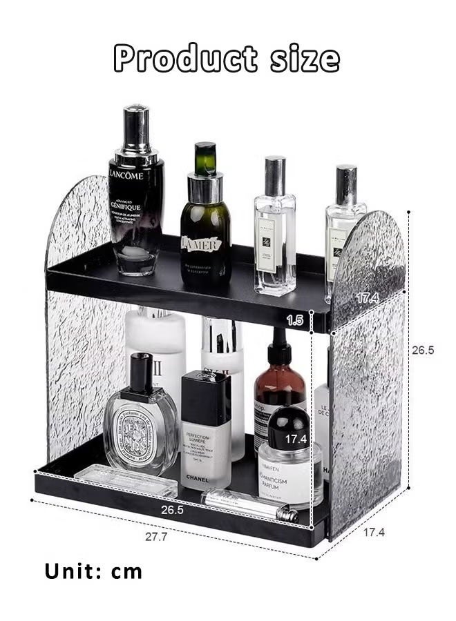 Generic 2-Tier Countertop Organizer Bathroom Organizer Countertop  Portable Cosmetic Storage Cabinet Bathroom Shelf Desktop Makeup Organizer Bathroom Counter Organizer For Bathroom And Bedroom Vanity Countertops Desk Storage - Image 4