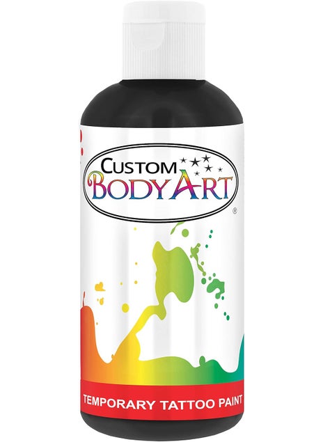 Custom Body Art Custom Body Art 8-Ounce Black Temporary Airbrush Tattoo Body Art Paint Alcohol Based 