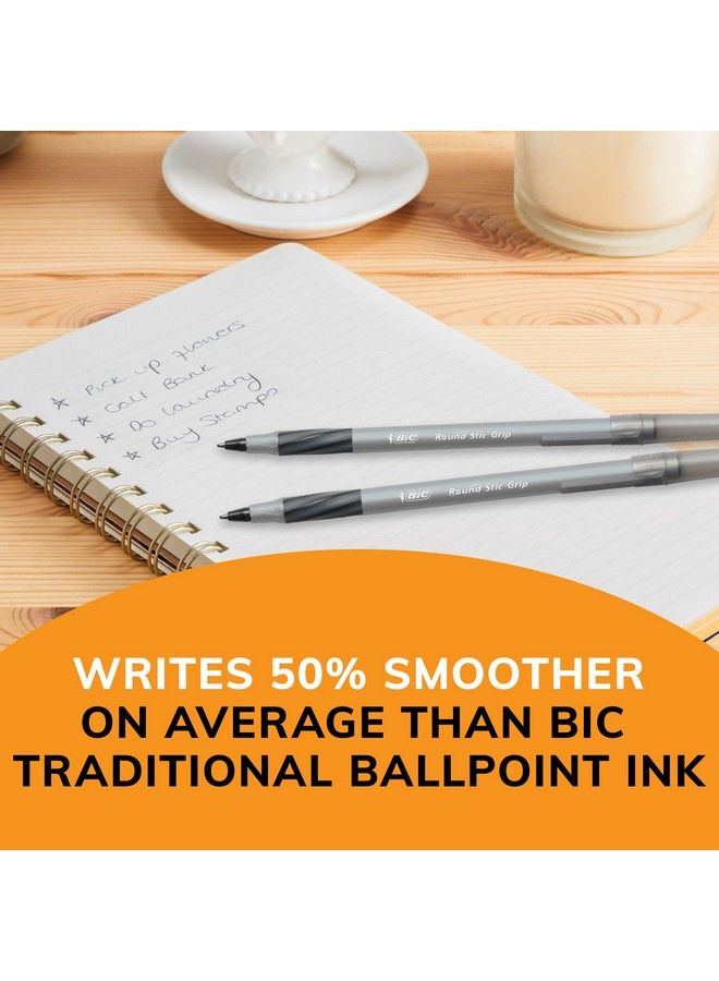 Bic Round Stic Grip Xtra Comfort Ballpoint Pen Medium Point (1.2Mm) Black 12Count - Image 5