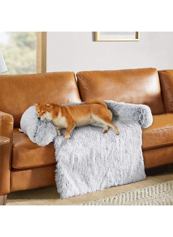 كودي سرير كودي للكلاب للأريكة - أسرّة مهدئة للكلاب والحيوانات الأليفة متوسطة الحجم، سجادة قطط ناعمة، سجادات مضادة للقلق للحيوانات الأليفة مع غطاء واقٍ قابل للإزالة والغسل للأريكة، رمادي فاتح، 35 × 31 × 5 بوصات - Image 2