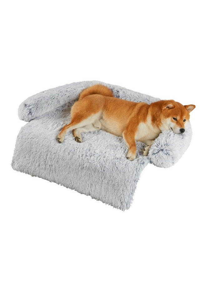 كودي سرير كودي للكلاب للأريكة - أسرّة مهدئة للكلاب والحيوانات الأليفة متوسطة الحجم، سجادة قطط ناعمة، سجادات مضادة للقلق للحيوانات الأليفة مع غطاء واقٍ قابل للإزالة والغسل للأريكة، رمادي فاتح، 35 × 31 × 5 بوصات - Image 1