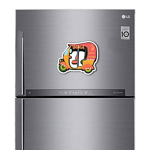 ASHVAH Auto Rickshaw HD Quality Fridge Magnet, for Home, Kitchen and Office Decoration, Size 4 inches - D No 102 - Image 2
