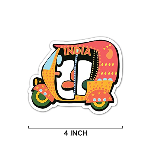ASHVAH Auto Rickshaw HD Quality Fridge Magnet, for Home, Kitchen and Office Decoration, Size 4 inches - D No 102 - Image 3