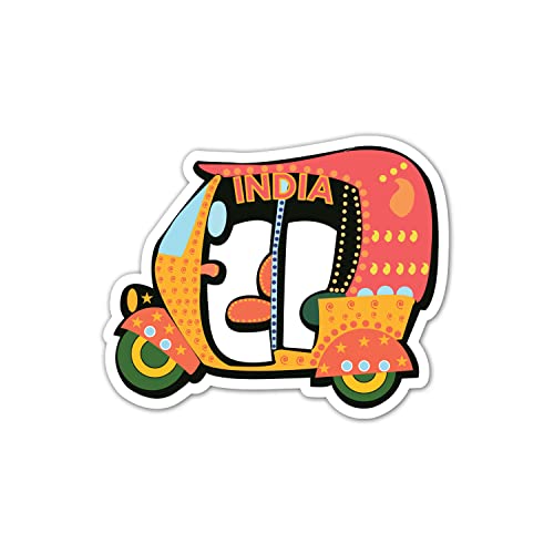 ASHVAH Auto Rickshaw HD Quality Fridge Magnet, for Home, Kitchen and Office Decoration, Size 4 inches - D No 102 - Image 1